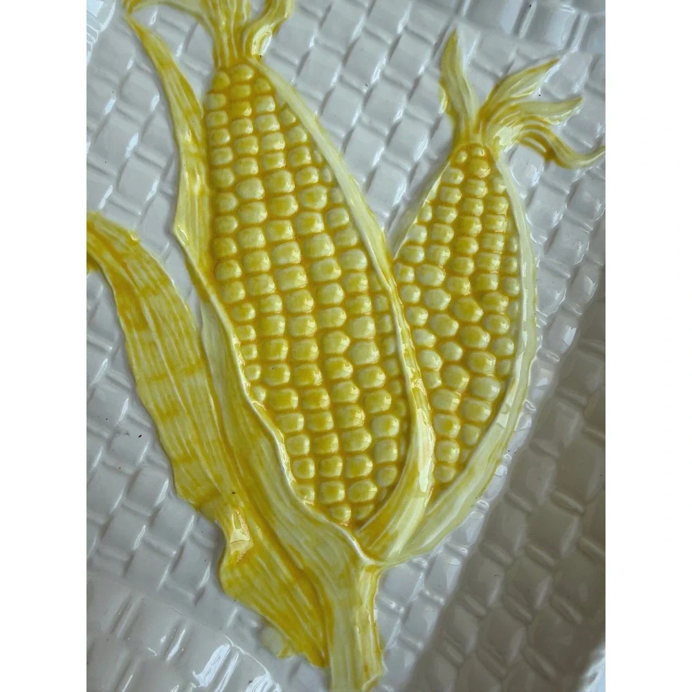 Shafford Ceramic Corn on the Cob Vintage Basketweave Serving Platter Tray